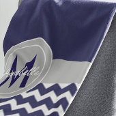Dark Blue Gray Chevron Sherpa Deken