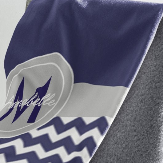 Dark Blue Gray Chevron Sherpa Deken