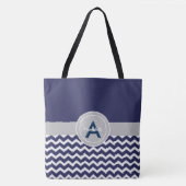Dark Blue Gray Chevron Tote Bag (Voorkant)