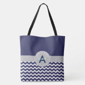 Dark Blue Gray Chevron Tote Bag (Achterkant)