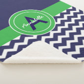 Dark Blue Green Chevron Sherpa Deken (3/4)
