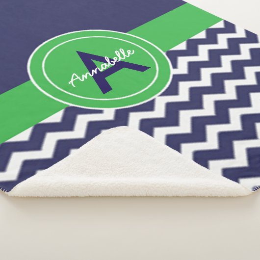 Dark Blue Green Chevron Sherpa Deken (3/4)
