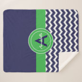 Dark Blue Green Chevron Sherpa Deken (Voorkant (horizontaal))