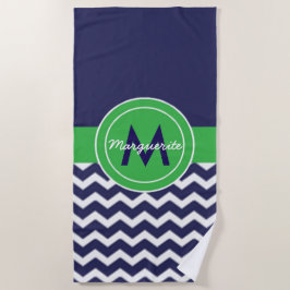 Dark Blue Green Chevron Strandlaken
