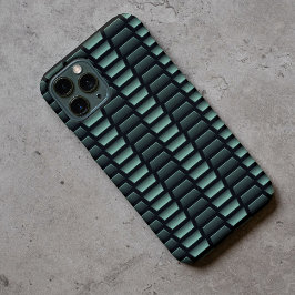 Dark Blue Green Industrial Faux Roestvrij staal iPhone 11Pro Max Hoesje