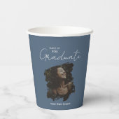 Dark Blue Grey Graduation Customizable Photo Text Papieren Bekers (Achterkant)