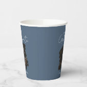 Dark Blue Grey Graduation Customizable Photo Text Papieren Bekers (Links)