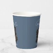 Dark Blue Grey Graduation Customizable Photo Text Papieren Bekers (Rechts)