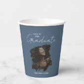 Dark Blue Grey Graduation Customizable Photo Text Papieren Bekers (Voorkant)