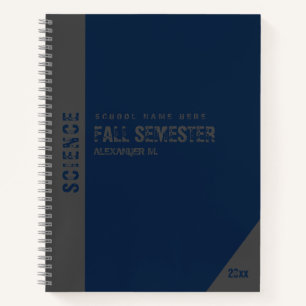 Dark Blue Grunge Gray Personalized School Notitieboek