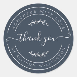 Dark Blue Homemade Thank You Label