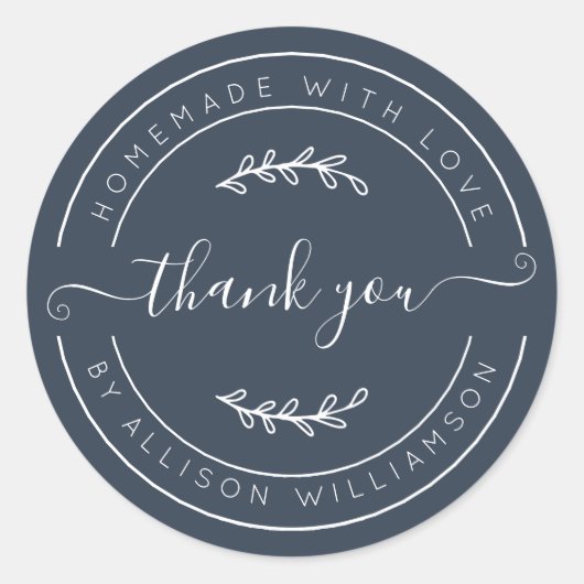 Dark Blue Homemade Thank You Label (Voorkant)