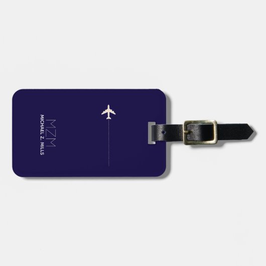 Dark Blue International Travel label met naam Bagagelabel (Voorkant horizontaal)