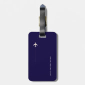 Dark Blue International Travel label met naam Bagagelabel (Achterkant verticaal)
