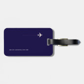 Dark Blue International Travel label met naam Bagagelabel (Achterkant horizontaal)