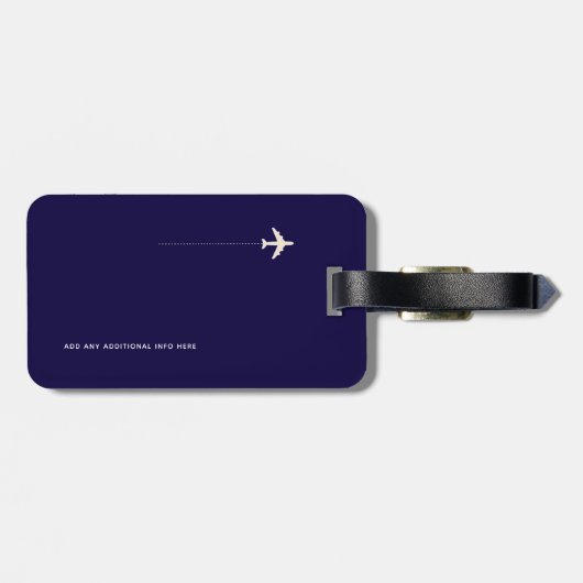 Dark Blue International Travel label met naam Bagagelabel (Achterkant horizontaal)