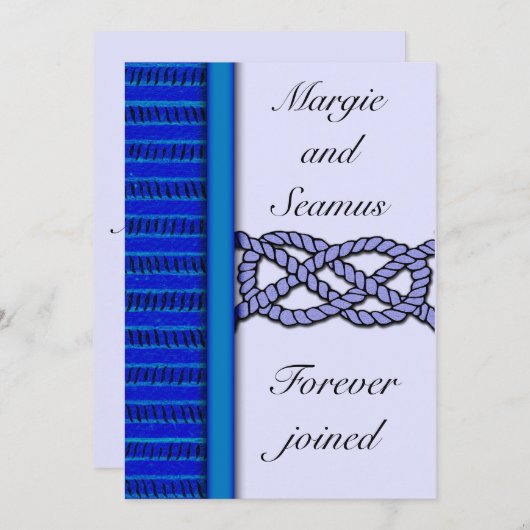 Dark Blue Knoted Nautical Wedding Invitation Kaart (Voorkant / Achterkant)