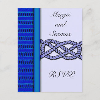 Dark Blue Knoted Nautical Wedding RSVP Kaartje