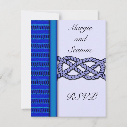 Dark Blue Knoted Nautical Wedding RSVP Kaartje (Voorkant)