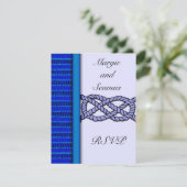 Dark Blue Knoted Nautical Wedding RSVP Kaartje (Staand voorkant)