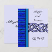 Dark Blue Knoted Nautical Wedding RSVP Kaartje (Voorkant / Achterkant)