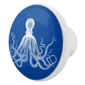 Dark Blue Kraken Octopus Keramische Knop (Rechts)