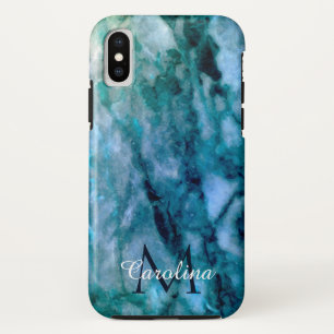 Dark Blue Marble, gepersonaliseerde monogrammen Case-Mate iPhone Case