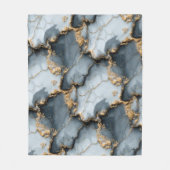 Dark Blue Marble Texture with Liquid Gold Veins Fleece Deken (Voorkant)