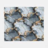 Dark Blue Marble Texture with Liquid Gold Veins Fleece Deken (Voorkant (Horizontaal))