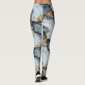 Dark Blue Marble Texture with Liquid Gold Veins Leggings (Achterkant)