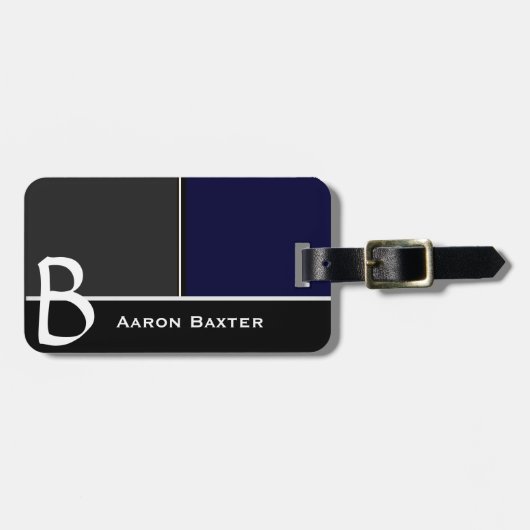 Dark Blue MasculineMonogrammed Custom Bagagelabel (Voorkant horizontaal)