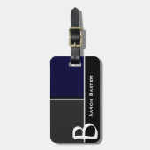 Dark Blue MasculineMonogrammed Custom Bagagelabel (Voorkant verticaal)