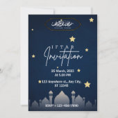 Dark Blue Minimalist Iftar Invitation Kaart (Voorkant)