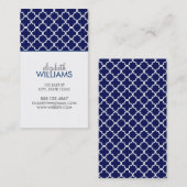 Dark Blue Morrocan Quatrefoil Patroon Visitekaartje (Voorkant / Achterkant)