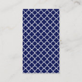 Dark Blue Morrocan Quatrefoil Patroon Visitekaartje (Achterkant)