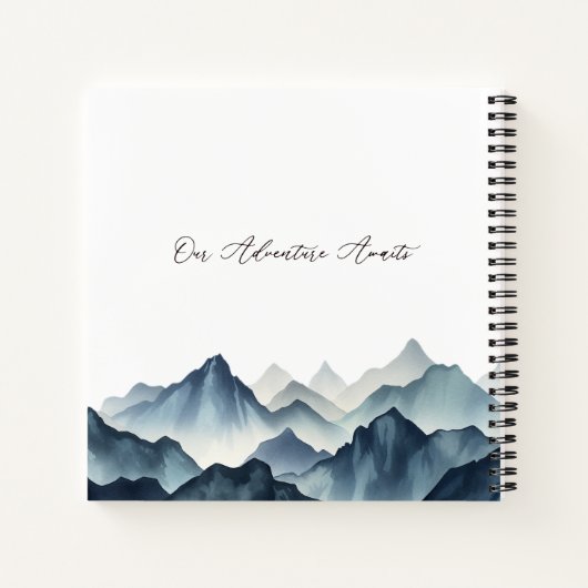 Dark Blue Mountain Waterverf bruiloft gast Notitieboek (Achterkant)