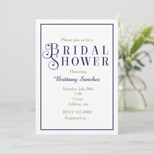 Dark Blue Navy Vrijgezellenfeest Classy Invitation Kaart (Staand voorkant)