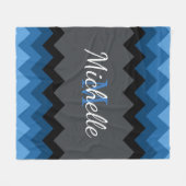 Dark Blue Ombre Chevrons Monogram Fleece Blanket Deken (Voorkant (Horizontaal))
