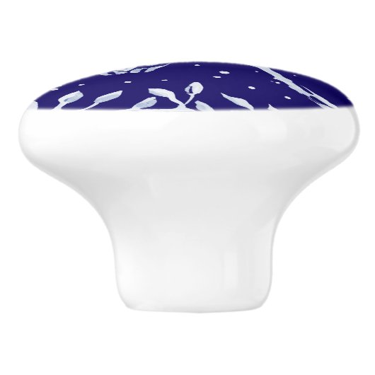 Dark Blue Owl Moon Woodland Animal Floral Cobalt Keramische Knop (Zijkant)