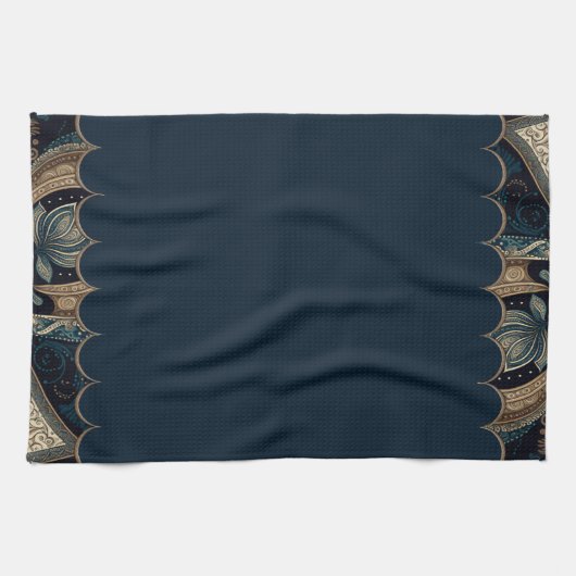 Dark Blue Paisley Patterned Accent Theedoek (Horizontaal)