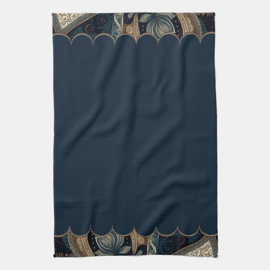 Dark Blue Paisley Patterned Accent Theedoek (Verticaal)