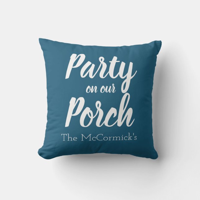 Dark Blue Patio Porch Party Summer Personalized Buitenkussen (Voorkant)