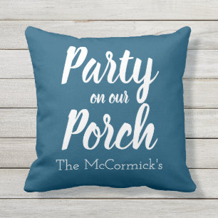 Dark Blue Patio Porch Party Summer Personalized Buitenkussen