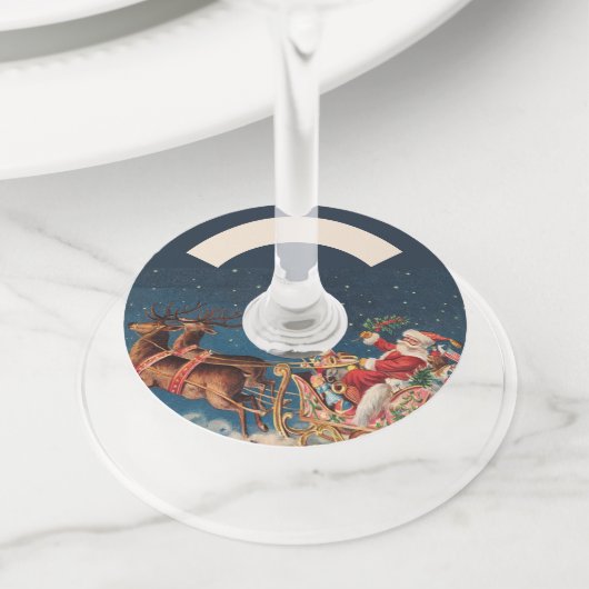 Dark Blue Patriotic American Santa Wijnglaslabel (Dichtbij)