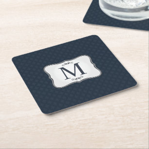 Dark Blue Pattern - Classy Mannen's Monogram Kartonnen Onderzetters