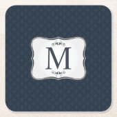 Dark Blue Pattern - Classy Mannen's Monogram Kartonnen Onderzetters (Voorkant)