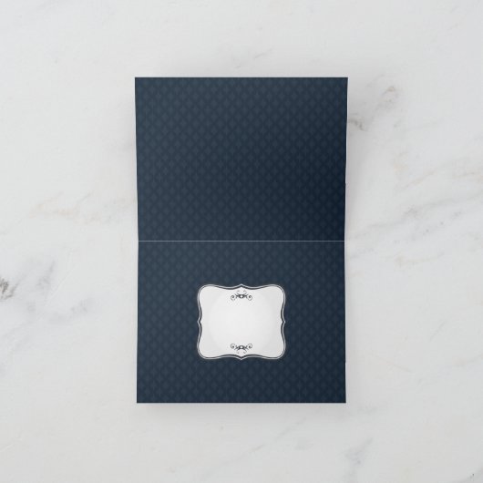 Dark Blue Pattern - Classy Mannen's Monogram Notitiekaartje (Binnen)