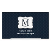 Dark Blue Pattern - Classy Mannen's Monogram Visitekaartje Magneet (Voorkant)