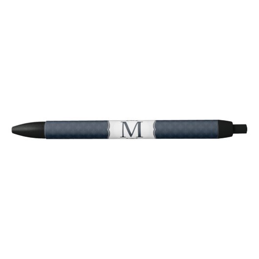 Dark Blue Pattern - Classy Mannen's Monogram Zwarte Inkt Pen (Voorkant)