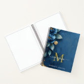 Dark Blue Peony Gold Notitieboek (Binnen)
